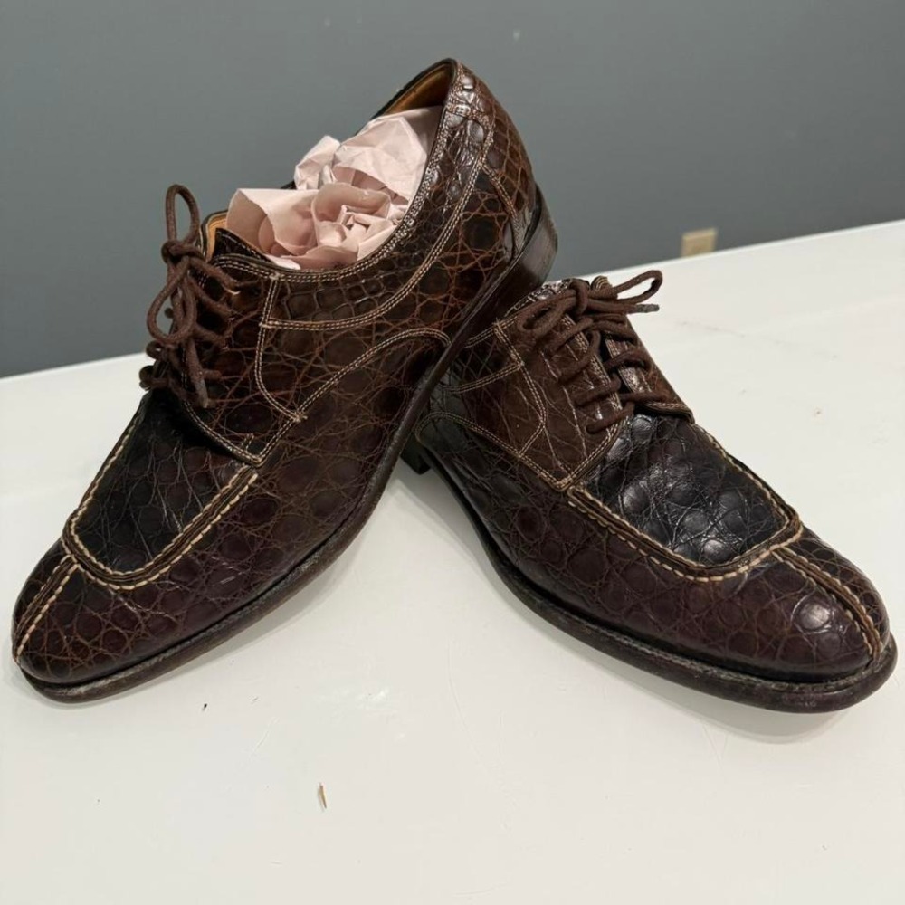 Cole Haan Country Croc-Embossed Leather Oxford Shoes – Made‎ in Italy, Size 9.5B